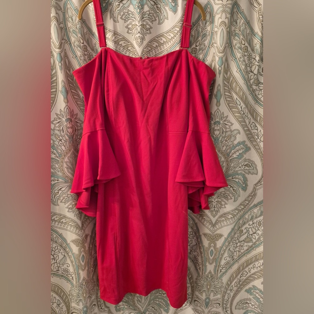R&M Richards Vibrant off the shoulder Red Dress